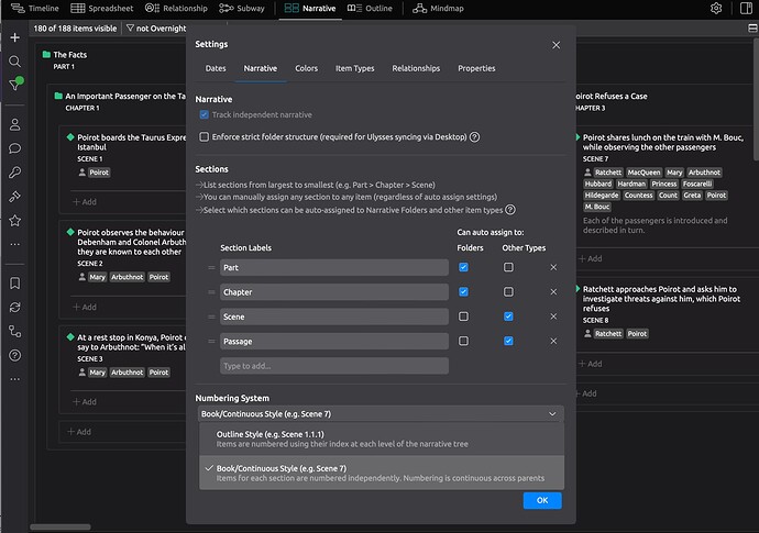 Section labels and numbering system