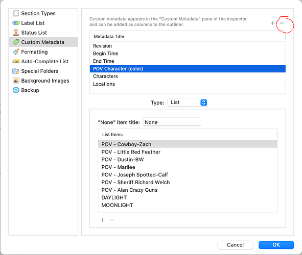 Editing Custom Metadata in Scrivener