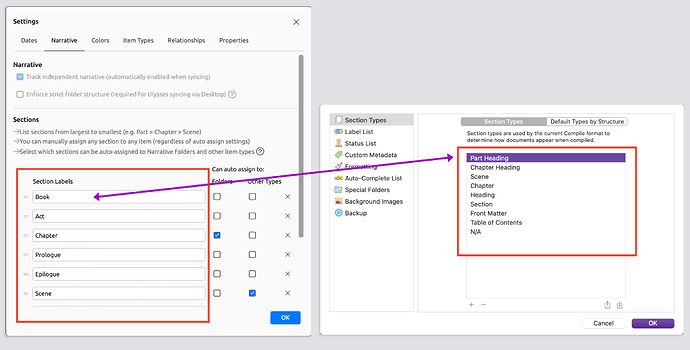 Section Label vs Section Type