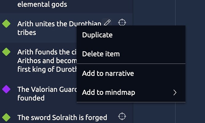 Screenshot of duplicate menu option - right clicking an event - close up