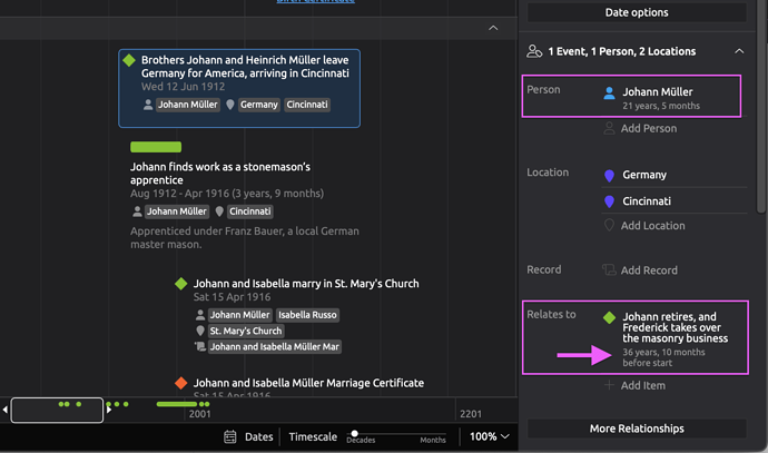 Time difference via relationships
