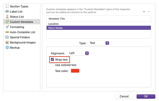 Metadata Settings