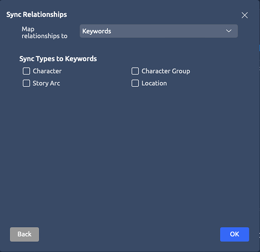 Sync Relationships - Keywords