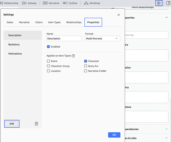 Custom Property Settings
