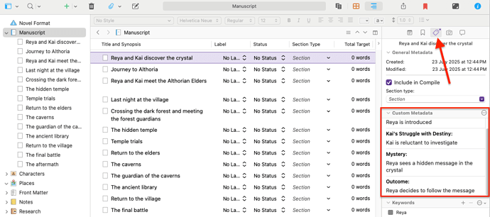Scrivener Metadata
