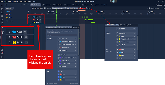 Timeline filter
